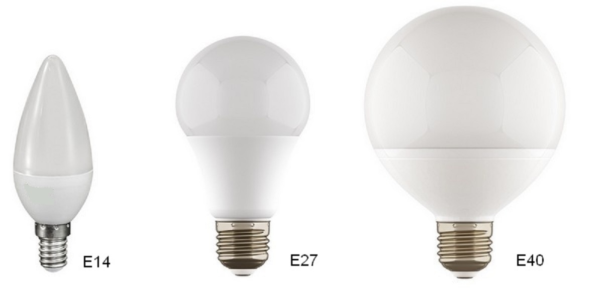 Цоколи ламп Е14, Е27 и Е40